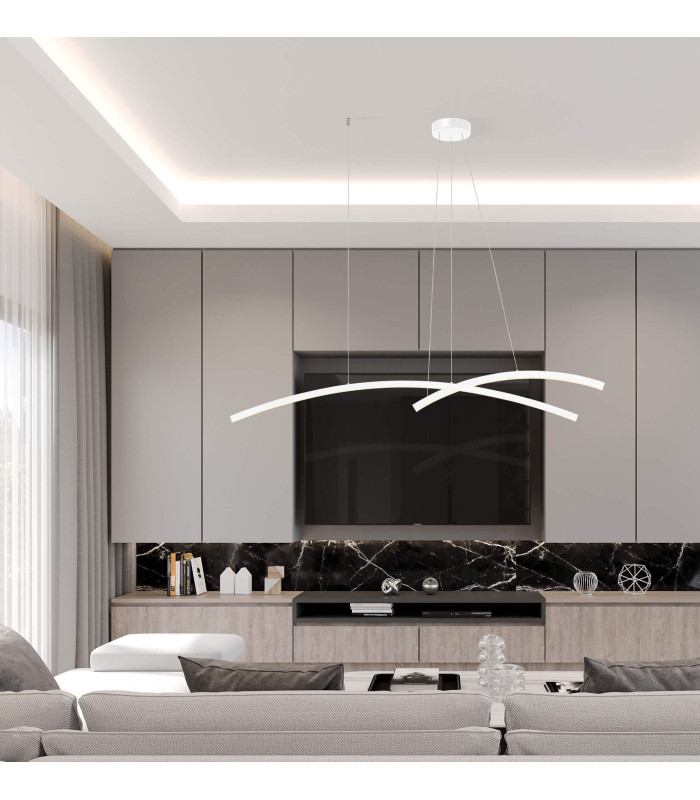 Templos Bar Pendant Ceiling Light White Matt LED 3000K Dimmable-3