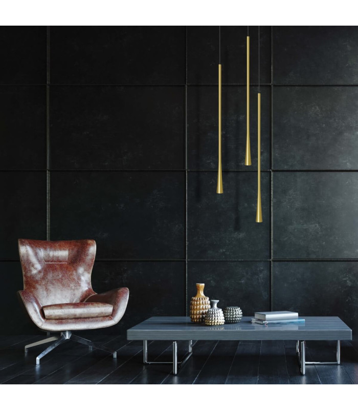Trikala Slim Pendant Ceiling Light Brass - Black Matt LED 3000K-3