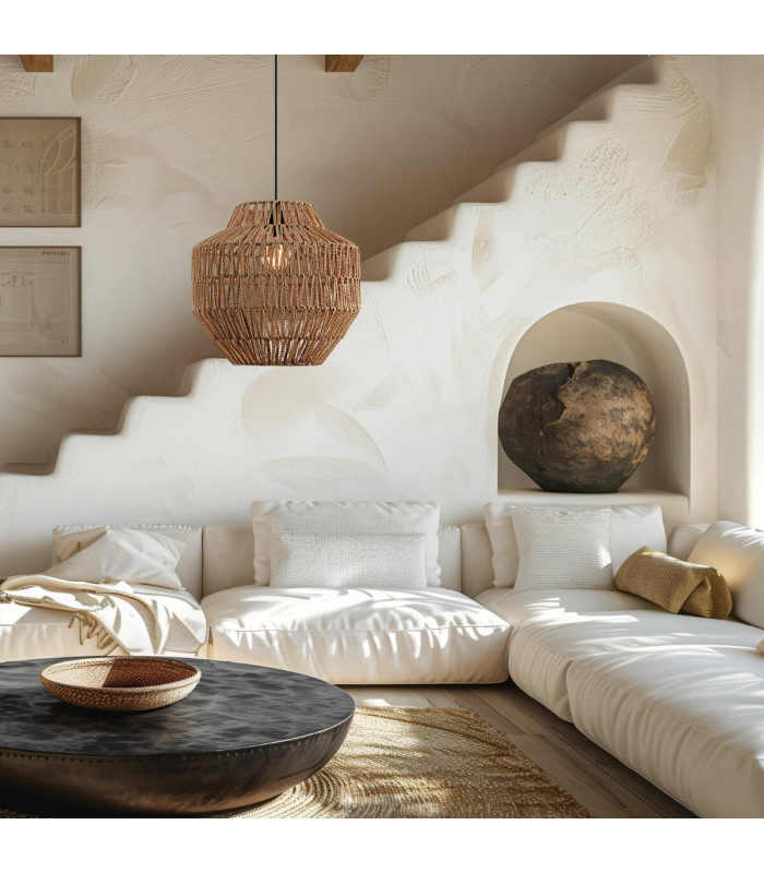 Patras 40cm Wire Frame Pendant Ceiling Light Natural 1xE27-2
