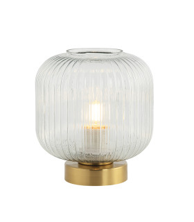Ymittos Cylindrical Table Lamp Transparent - Antique Brass 1xE27-1