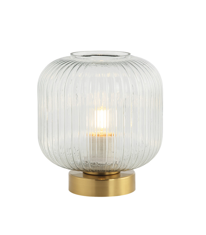 Ymittos Cylindrical Table Lamp Transparent - Antique Brass 1xE27-1