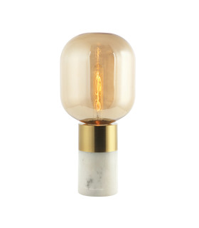 Ymittos Cylindrical Table Lamp White Marble - Champagne - Antique Brass 1xE27-1