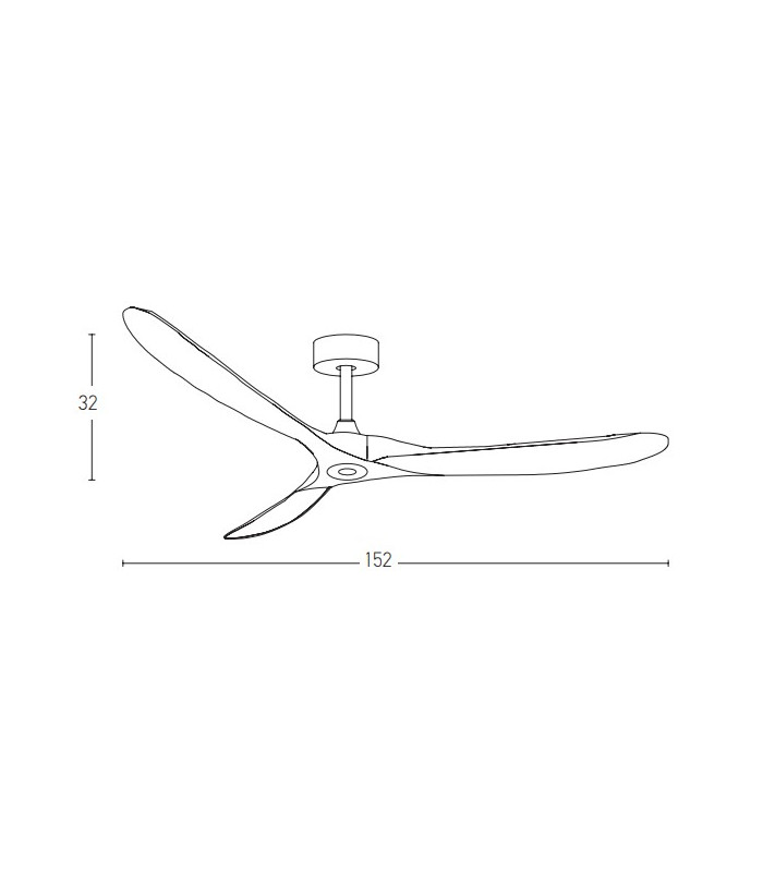 Terenis Ceiling Fan Black Matt - Solid Wood Blades-3