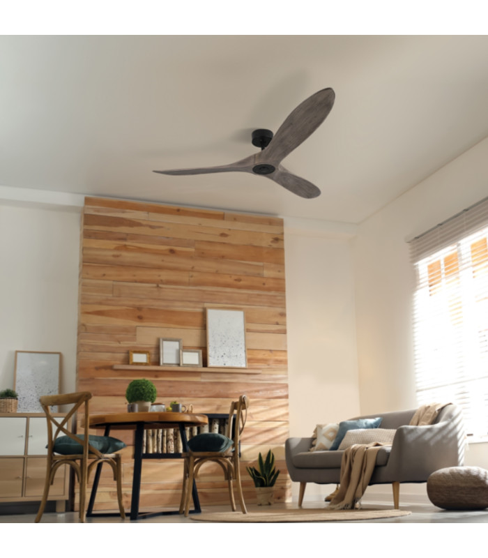 Terenis Ceiling Fan Black Matt - Solid Wood Blades-4