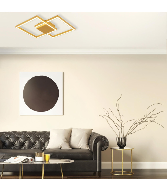 Kalo 46cm Integrated Led Semi Flush Ceiling Light Gold Matt LED 3000K Dimmable-3