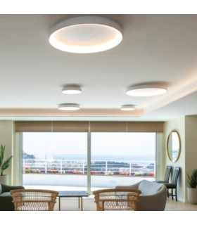 Kampos 60cm Integrated Led Semi Flush Ceiling Light Sandy White LED 3000K Dimmable-2