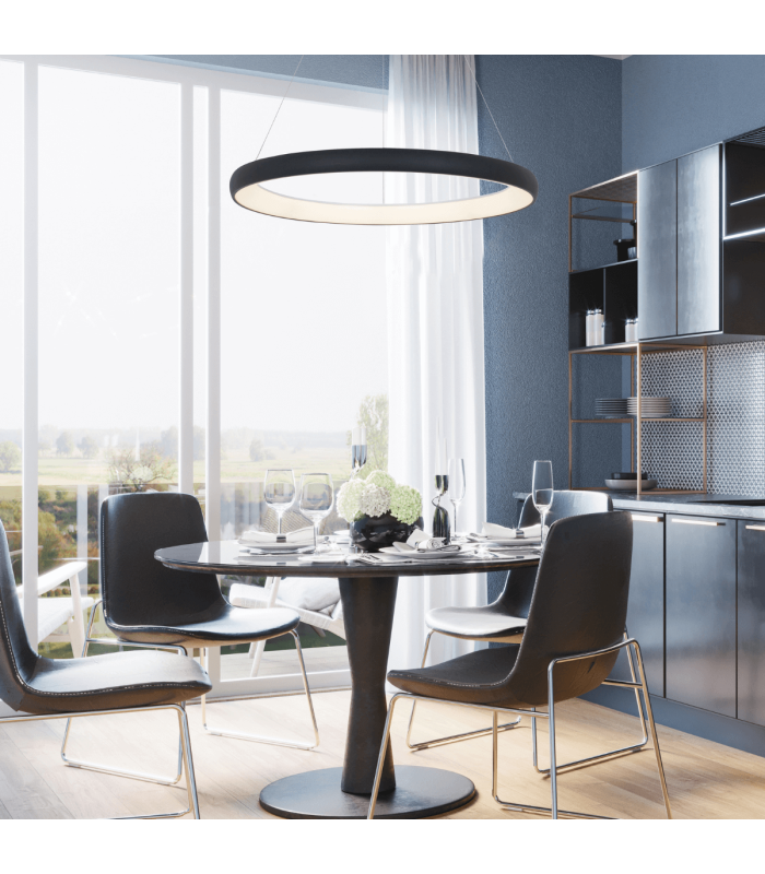 Kampos 80cm Pendant Ceiling Light Sandy Black LED 3000K Dimmable-3