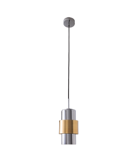 Slimline Slim Pendant Ceiling Light Gold Matt - Chrome Glass 1xE27 - Driver Not Included-1