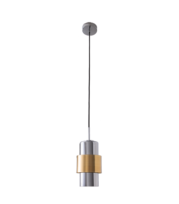 Slimline Slim Pendant Ceiling Light Gold Matt - Chrome Glass 1xE27 - Driver Not Included-1