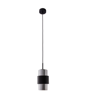 Slimline Slim Pendant Ceiling Light Black Matt - Chrome Glass 1xE27 - Driver Not Included-1