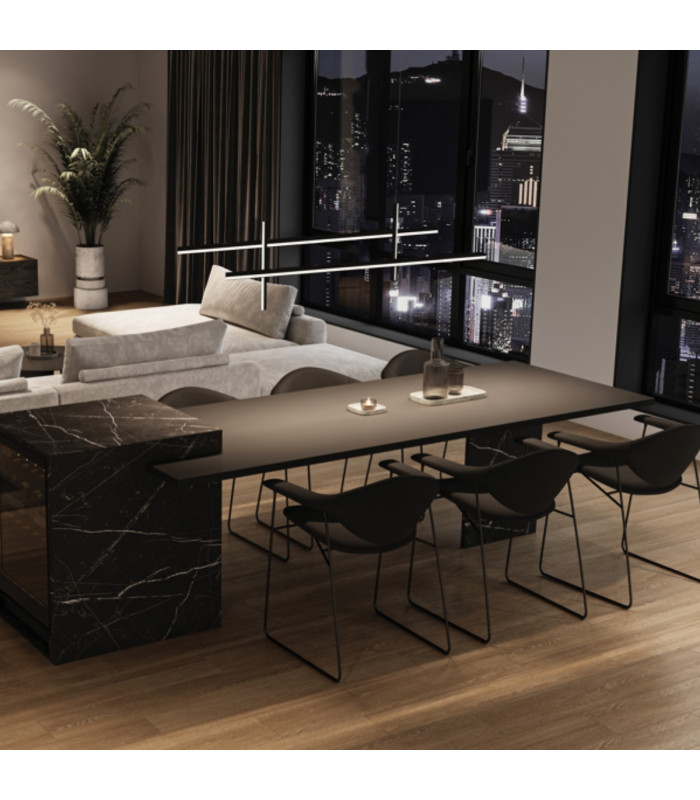 Apollona 119cm Bar Pendant Ceiling Light Sandy Black LED 3000K Dimmable-2