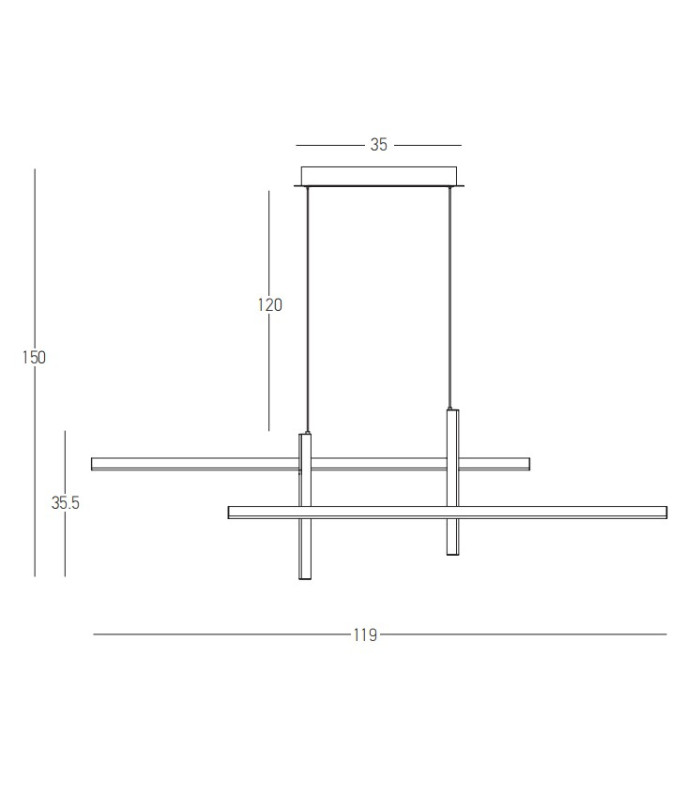 Apollona 119cm Bar Pendant Ceiling Light Sandy Black LED 3000K Dimmable-3