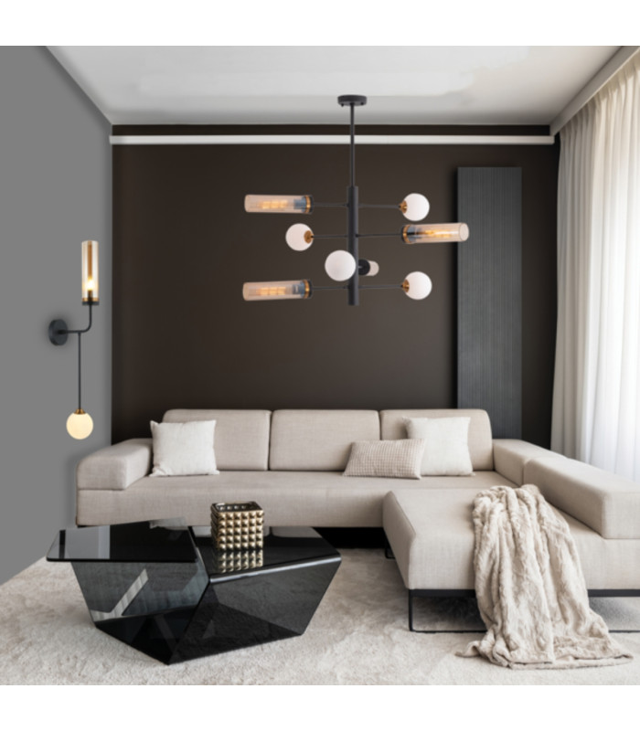 Zambelis Globe Wall Lights Sandy Black - Antique Brass 1xG9  1xE27 - Driver Not Included-3