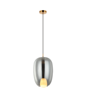 Oresta Dome Pendant Ceiling Light Smoked Glass - Gold Matt 1xG9 LED - Driver Not Included-1