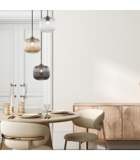 Gournes Cluster Pendant Ceiling Light Clear. Smoked. Champagne Glass Antique Brass 3xE27-2