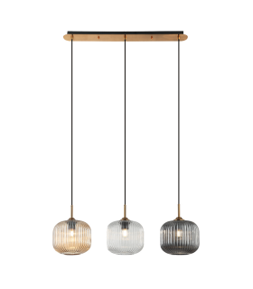 Gournes Bar Pendant Ceiling Light Clear. Smoked. Champagne Glass Antique Brass 3xE27-1