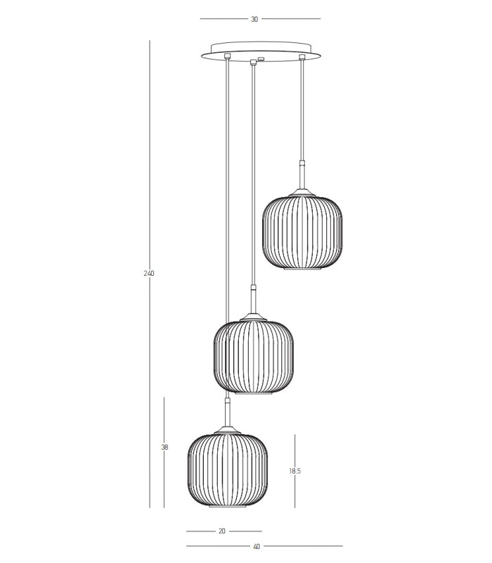 Gournes Cluster Pendant Ceiling Light Clear. Smoked. Champagne Glass Antique Brass 3xE27-4