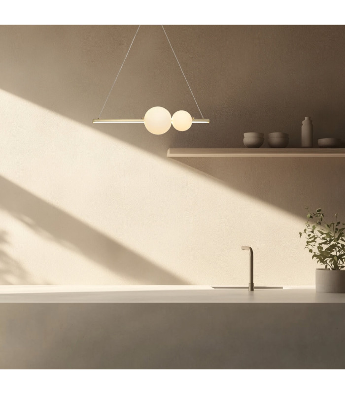 Kallithea 
Bar Pendant Ceiling Light Gold Matt - Opal Glass LED 3000K Dimmable-2