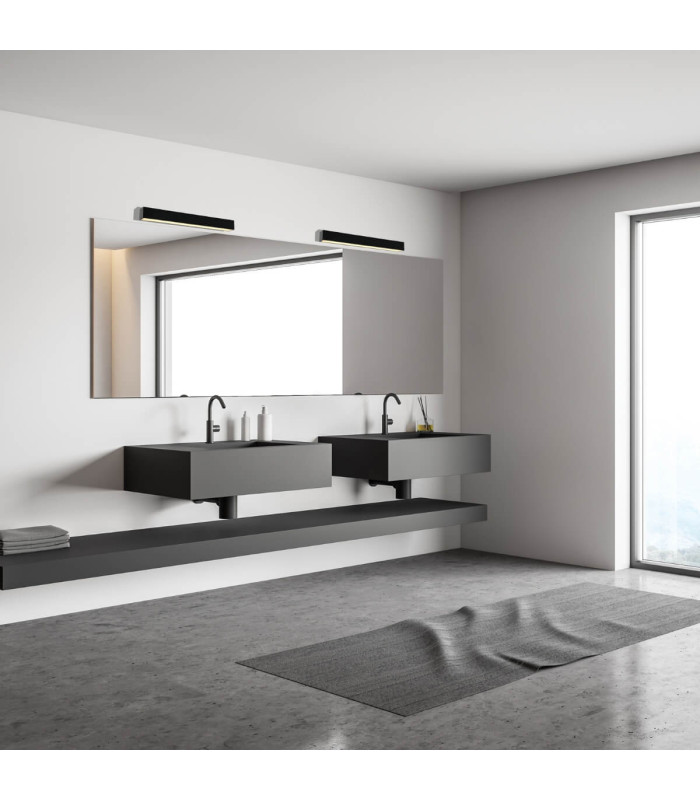 Zambelis 9cm Bathroom Over Mirror Light Black Matt LED 3000K IP44-3