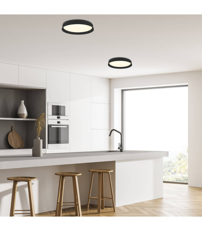 Veyon Flush Ceiling Light Black Matt LED 3000K Dimmable-3