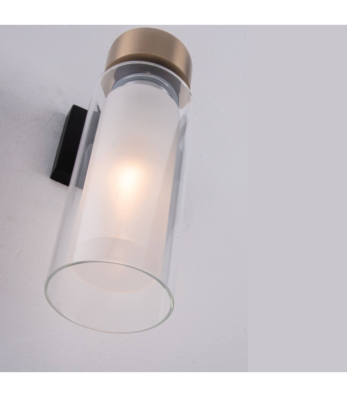 Orvin Wall Lamp Sandy Black-Antique Brass 1xE14 LED IP44-3