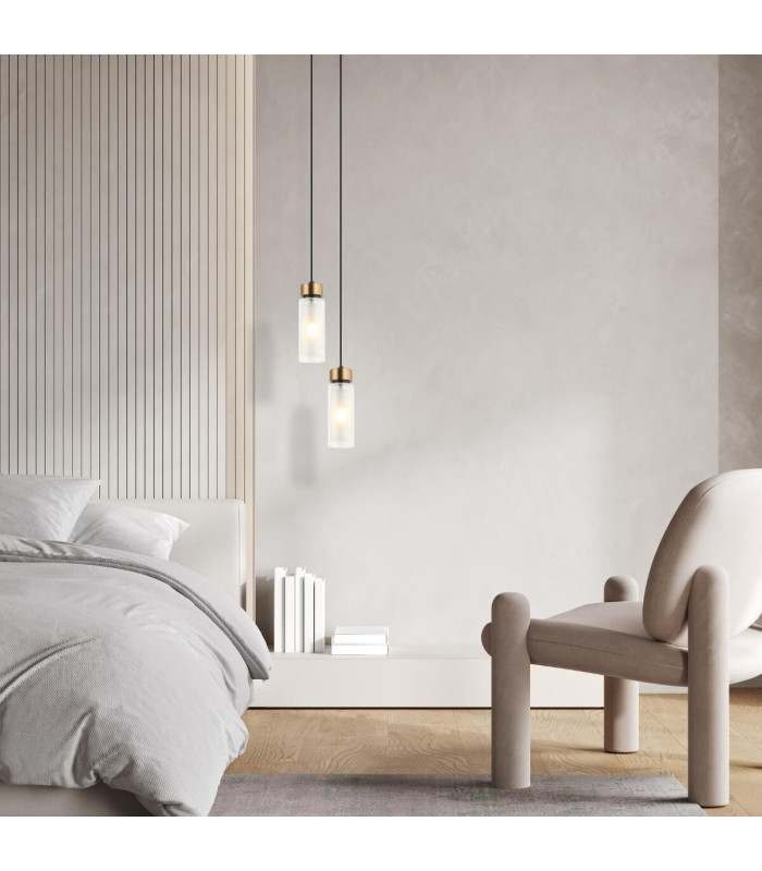 Orvin Slim Pendant Ceiling Light Sandy Black-Antique Brass 1xE14 LED-3