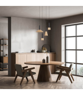 Lyrion 10.5cm Slim Pendant Ceiling Light Sandy Black - Painted Gold LED 3000K-2