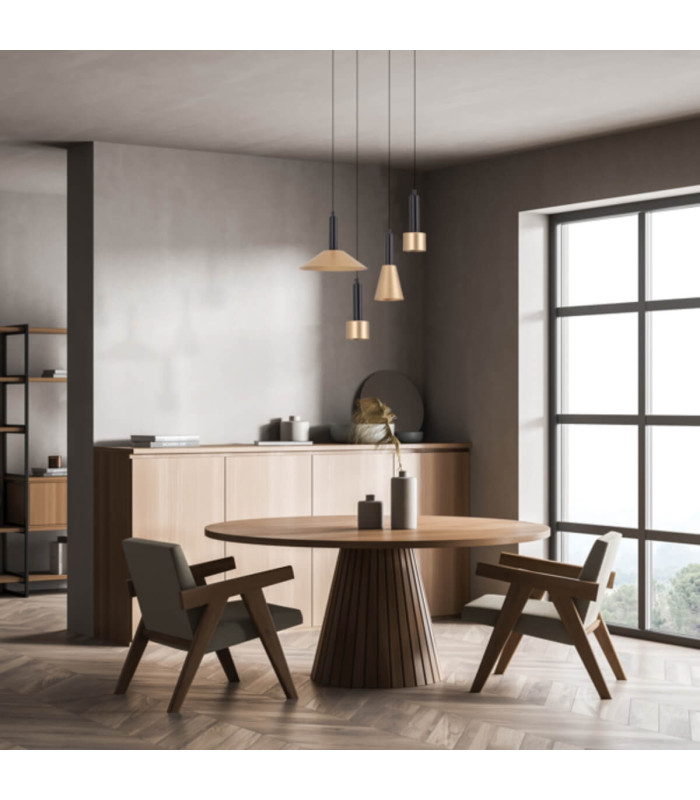 Lyrion 10.5cm Slim Pendant Ceiling Light Sandy Black - Painted Gold LED 3000K-2