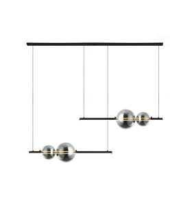 Kastoria Bar Pendant Ceiling Light Black Matt - Smoked Glass LED 3000K Dimmable-1