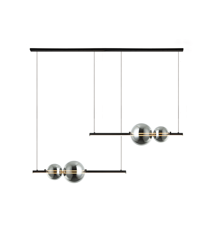 Kastoria Bar Pendant Ceiling Light Black Matt - Smoked Glass LED 3000K Dimmable-1