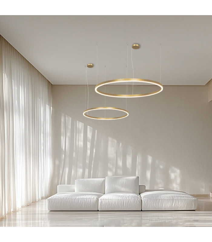 Latsia 60cm Pendant Ceiling Light Gold Matt LED 3000K Dimmable 43W-2