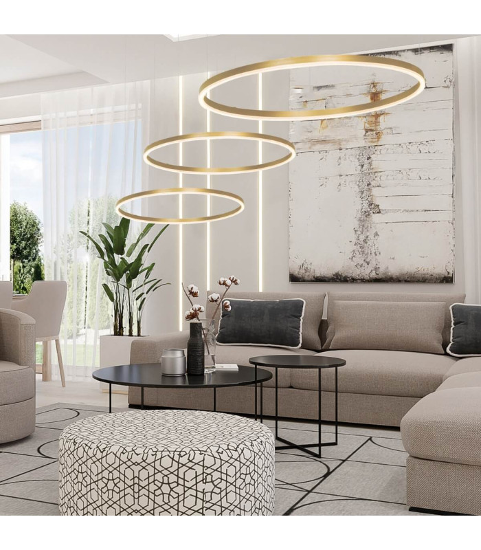 Latsia 60cm Pendant Ceiling Light Gold Matt LED 3000K Dimmable 43W-3