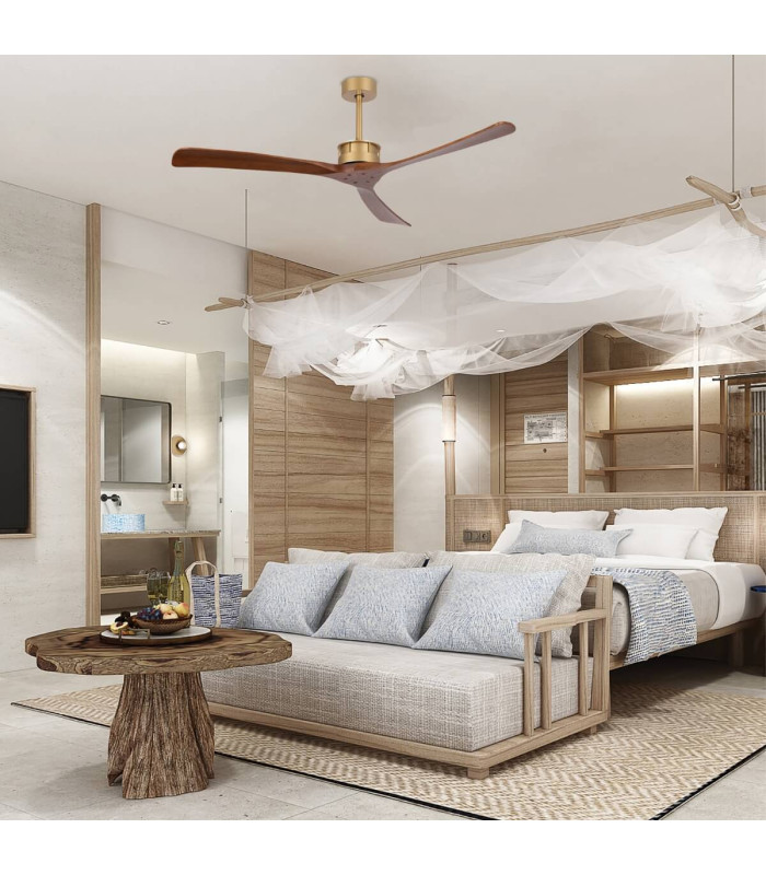 Zambelis Ceiling Fan Gold-Solid Walnut Wood Blades-2