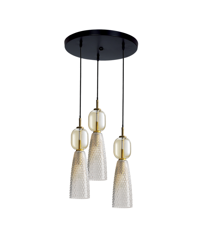 Elyra Cluster Pendant Ceiling Light Black-Antique Brass 3ΧΕ14-1