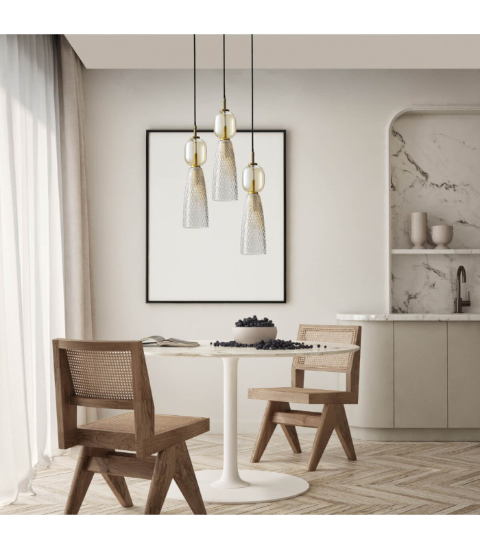 Elyra Cluster Pendant Ceiling Light Black-Antique Brass 3ΧΕ14-2