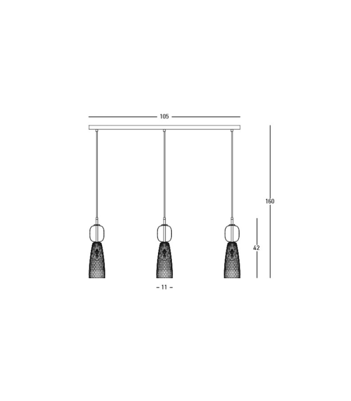 Elyra Bar Pendant Ceiling Light Black-Antique Brass 3ΧΕ14-4