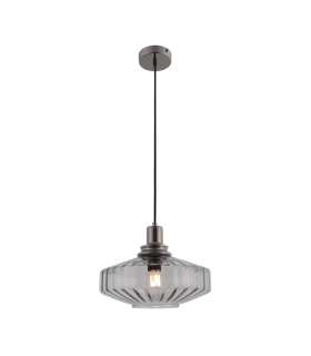 Lysion Dome Pendant Ceiling Light Anodised Dark Grey-Smoked Glass 1ΧΕ27-1