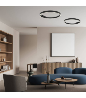 Aria 80cm Integrated Led Semi Flush Ceiling Light Black Matt LED 3000K Dimmable-2