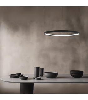 Latsia 60cm Pendant Ceiling Light Black Matt LED 3000K Dimmable 28W-2