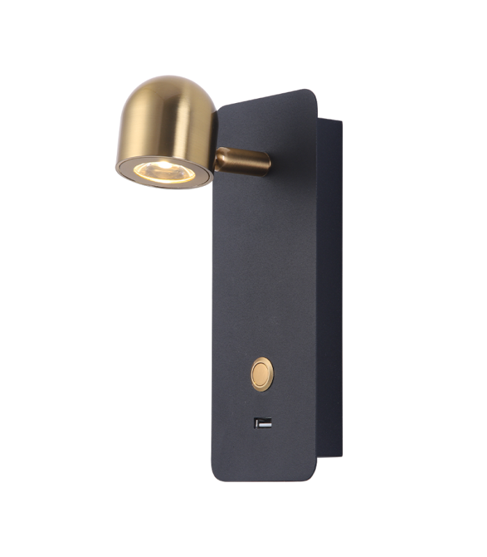 Zambelis Reading Wall Light Black Matt-Brass LED 3000K-1
