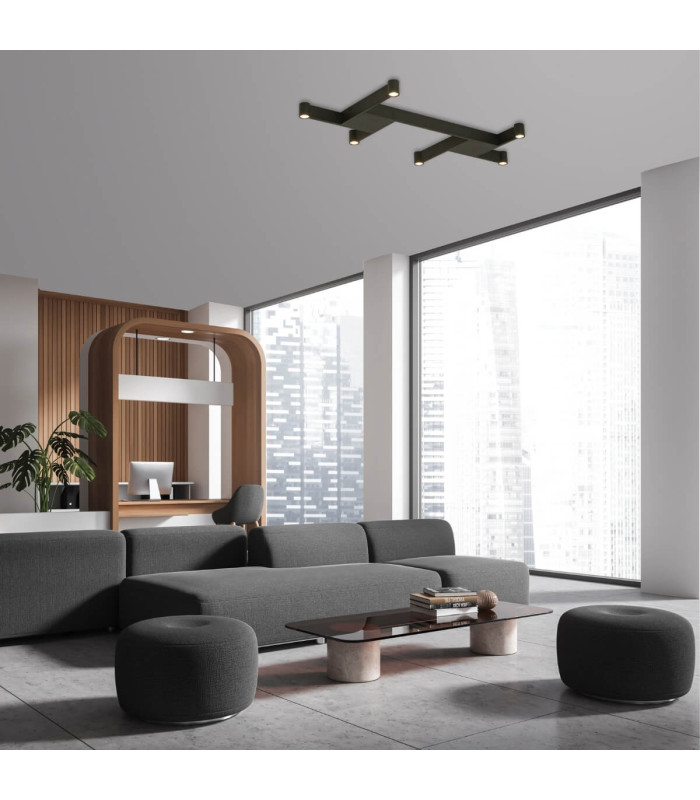 Zambelis Integrated Led Semi Flush Ceiling Light Sandy Black LED 3000K Dimmable-3