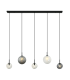 Sylion Bar Pendant Ceiling Light Black Matt -Clear Frost White & Smoked Glass 5xG9 LED-1