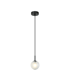 Lyven Globe Pendant Ceiling Light Black Matt -Clear Frost White Glass 1xG9 LED-1