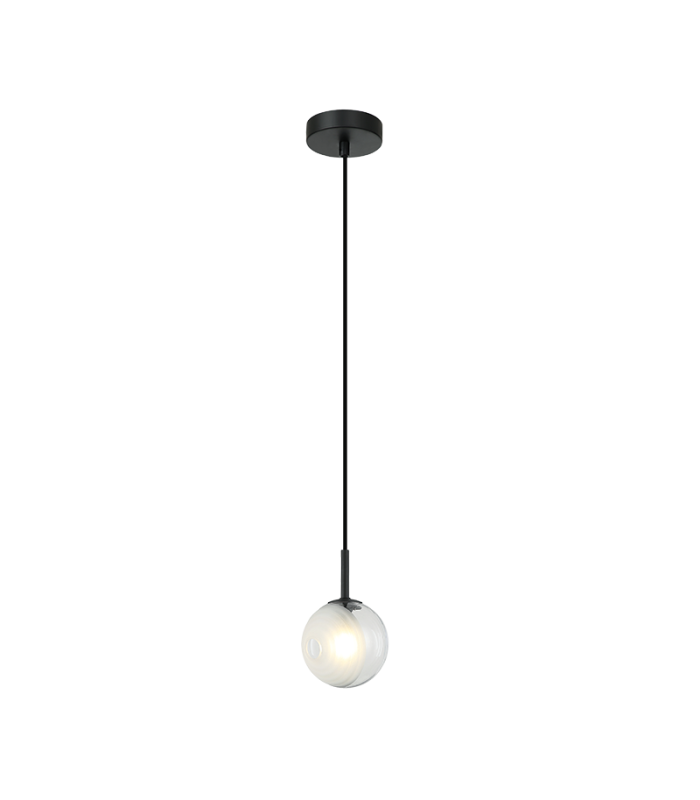 Lyven Globe Pendant Ceiling Light Black Matt -Clear Frost White Glass 1xG9 LED-1