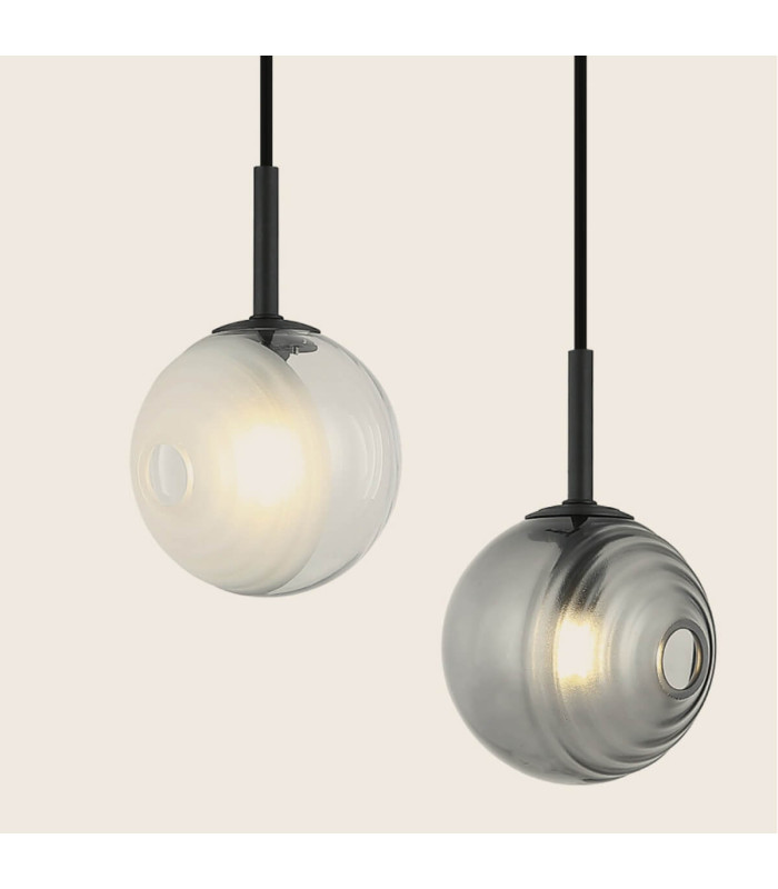 Sylion Cluster Pendant Ceiling Light Black Matt -Clear Frost White & Smoked Glass 5xG9 LED-3