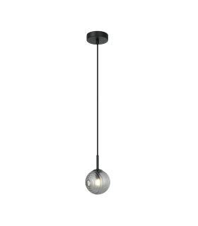 Lyven Globe Pendant Ceiling Light Black Matt -Smoked Glass 1xG9 LED-1