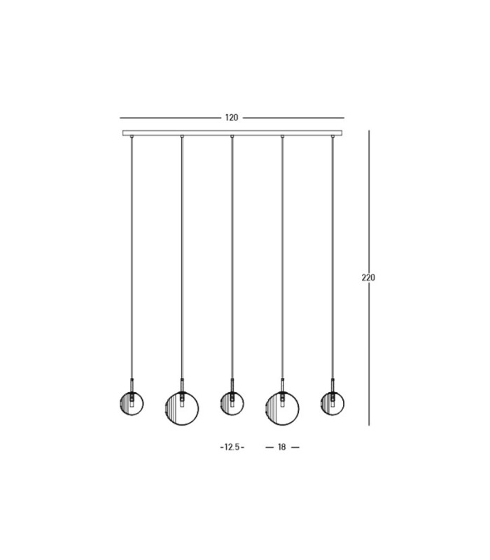 Sylion Bar Pendant Ceiling Light Black Matt -Clear Frost White & Smoked Glass 5xG9 LED-5