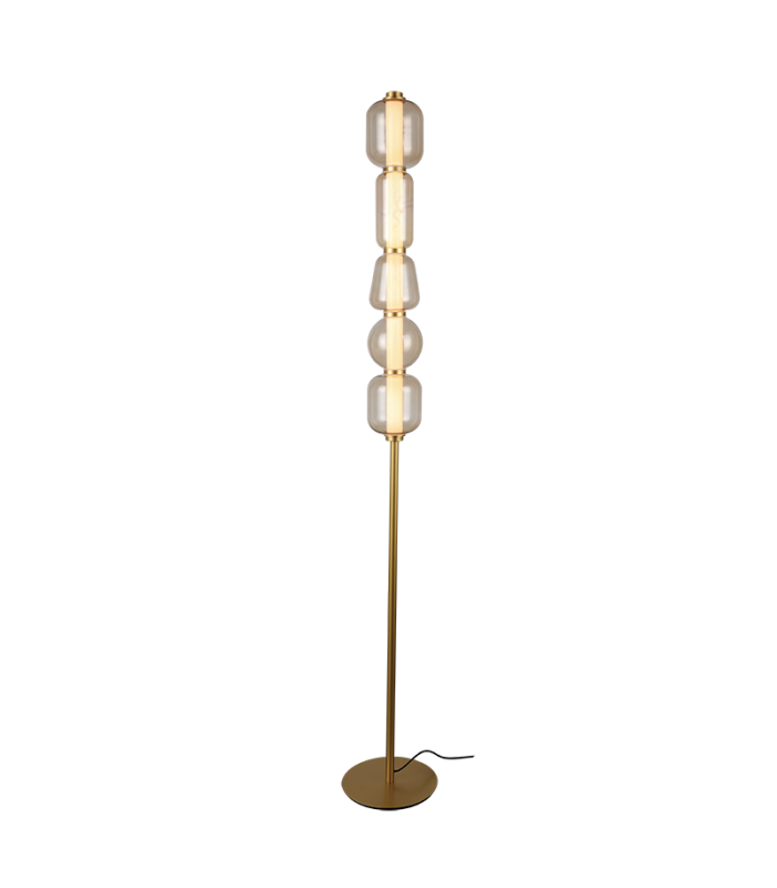 Eluna Glass Floor Lamp Gold Matt-Champagne Glass LED 3000K-1