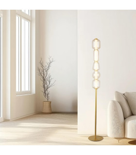 Eluna Glass Floor Lamp Gold Matt-Champagne Glass LED 3000K-2
