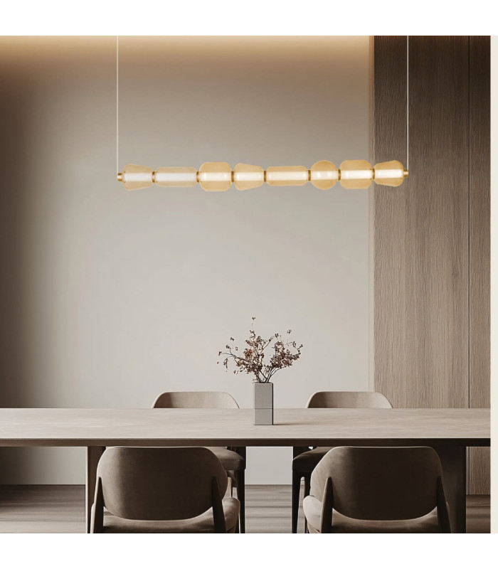 Eluna Bar Pendant Ceiling Light Gold Matt-Champagne Glass LED 3000K-2
